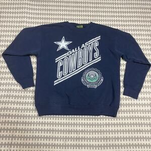 Vintage 90s Home Team NFL Dallas Cowboys Crewneck Sweatshirt Navy Blue